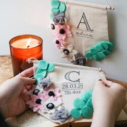 Personalised Felt Flower Hanging Banner