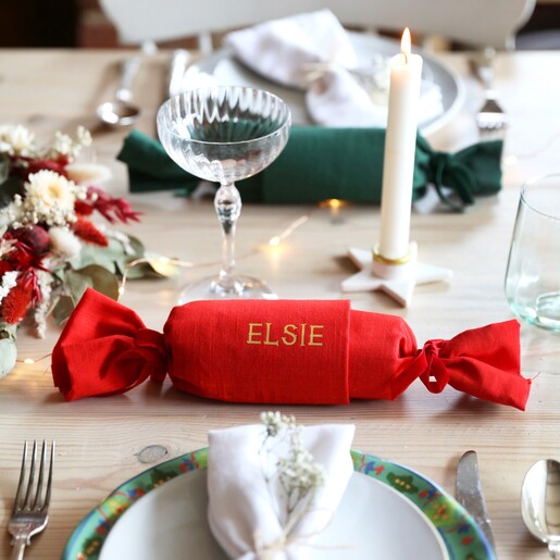 Festive Personalised Fill Your Own Fabric Cracker in Red