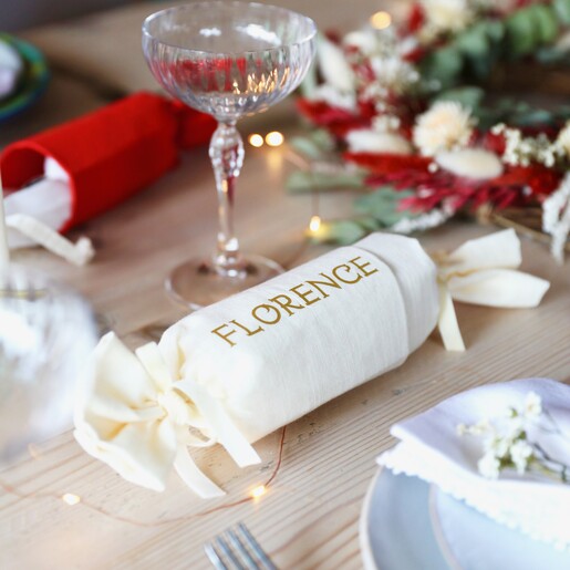 Christmas Personalised Fill Your Own Fabric Cracker in Cream
