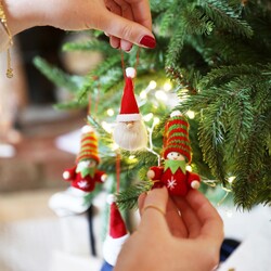 Set of 4 Santa and Elf Hanging Decorations