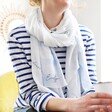 Personalised Watercolour Sky Quote Scarf on Model