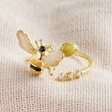 Lisa Angel Ladies' Bumblebee and Crystal Adjustable Ring in Gold