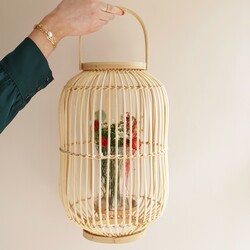 Hanging Rattan Lantern with Candle Holder
