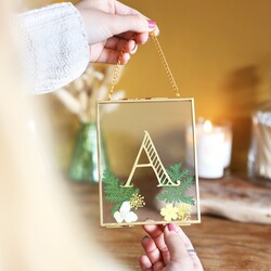 Personalised Initial Pressed Flowers Hanging Frame