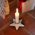 Ceramic Star Candlestick Holder with Lit Candle