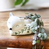 Small Ceramic Sleeping Fox Planter on Table