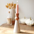 Single White and Terracotta Candlestick Holder