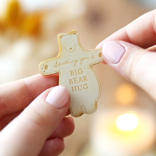 Adorable A Big Bear Hug Wooden Token From Lisa Angel