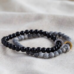 Men's Personalised Hoop Semi-Precious Stone Bead Bracelet