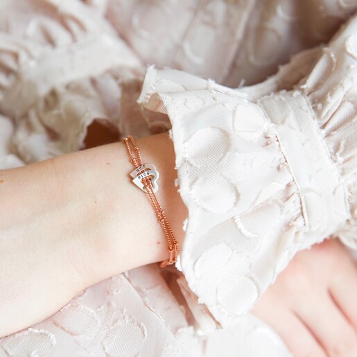 Model Wears Ladies' Personalised Family Heart Charm Bracelet From Lisa Angel