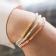 Lisa Angel Personalised Freshwater Seed Pearl Bar Bracelets on Model