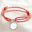 Lisa Angel Red Personalised Men's Cord Bracelet with Disc Charm