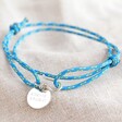 Lisa Angel Blue Personalised Men's Cord Bracelet with Disc Charm