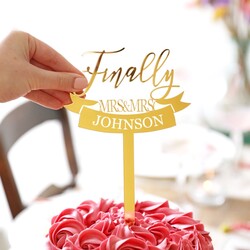 Personalised Finally Acrylic Wedding Cake Topper