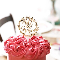 Personalised Wooden Wreath Acrylic Cake Topper