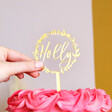 Personalised Wreath Gold Acrylic Cake Topper