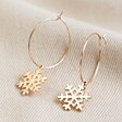 Rose Gold Snowflake Hoop Earrings
