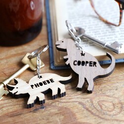 Personalised Wooden Dinosaur Keyring