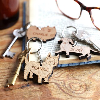 Personalised Wooden Dog Keyring
