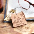 Personalised Wooden House Keyring - Design 4