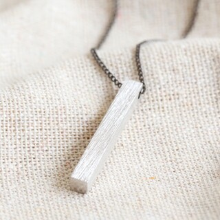 Men's Gunmetal Silver Bar Necklace