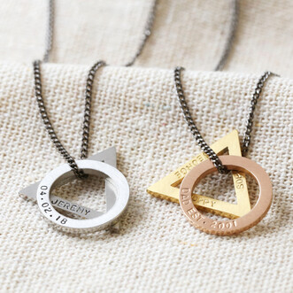 Men's Personalised Double Geometric Charm Necklace