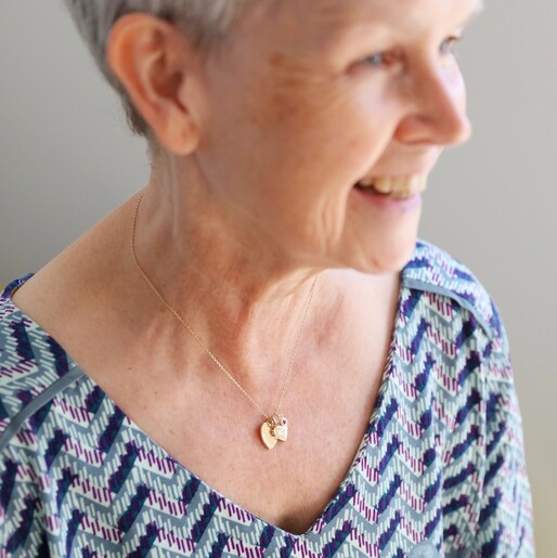 Necklace on Model Personalised 60th Birthday Double Heart and Birthstone Necklace From Lisa Angel On Model