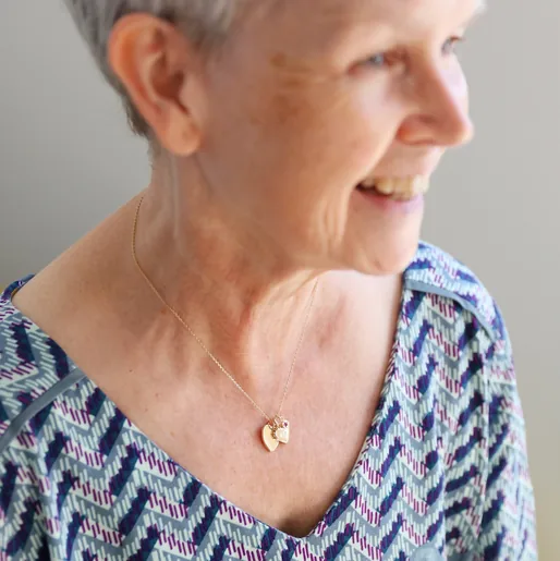 Personalised 60th Birthday Double Heart and Birthstone Necklace From Lisa Angel On Model