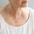 Personalised 60th Birthday Double Wide Heart Charm Necklace From Lisa Angel Worn by Model