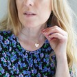 Model Wears Lisa Angel Personalised Double Heart Charm Necklace