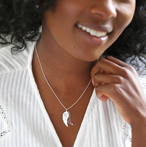 Personalised Sterling Silver Wing Charm 