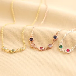 Personalised Delicate Birthstone Charm Necklace