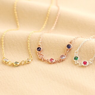 Personalised Delicate Birthstone Charm Necklace