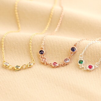 Personalised Delicate Birthstone Charm Necklace