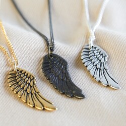 Men's Sterling Silver and Pewter Wing Pendant Necklace