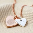 Lisa Angel Rose Gold Personalised Fingerprint Sterling Silver Double Heart Pendant Necklace