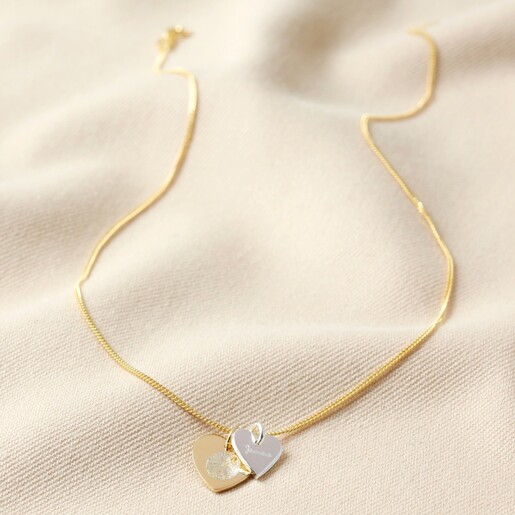 Lisa Angel Meaningful Personalised Fingerprint Sterling Silver Double Heart Pendant Necklace