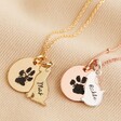 Personalised Paw Print and Dog or Cat Charm Necklace