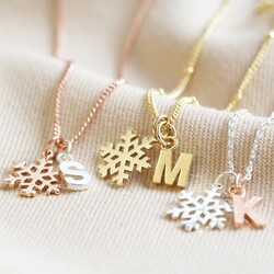 Personalised Snowflake and Initial Charm Necklace