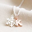 Personalised Snowflake and Initial Charm Necklace - K