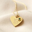 Gold Personalised Wide Heart and Birthstone Charm Necklace