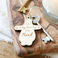 Personalised A Big Bear Hug Wooden Keyring