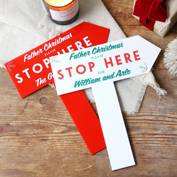 Personalised Acrylic Father Christmas Please Stop Here Sign Personalised Acrylic Father Christmas Please Stop Here Sign