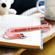 Pink Personalised Dinosaur Charm and Ribbon Bookmark