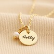 Personalised Freshwater Pearl Disc Charm Necklace