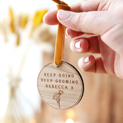 Personalised Keep Going Keep Growing Wooden Hanging Decoration