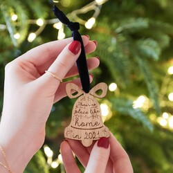 Personalised No Place Like Home Wooden Bell Hanging Decoration