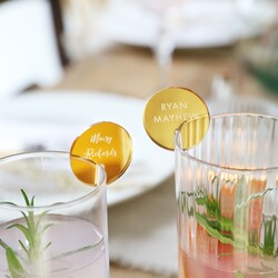 Set of 3 Personalised Name Gold Acrylic Glass Tokens