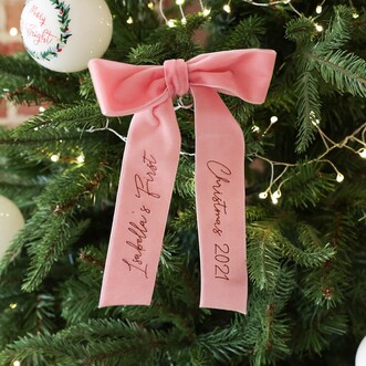 Personalised Velvet Bow Hanging Decoration