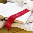 Personalised Velvet Ribbon Bookmark in Burgundy